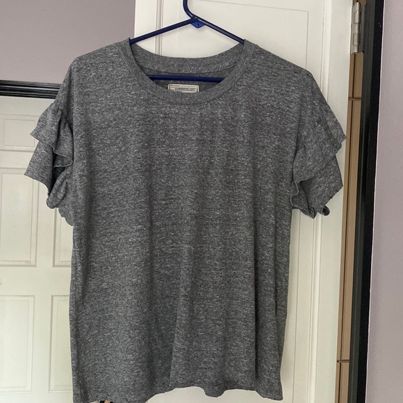 Current/Elliott Tops - Current/Elliott heather gray ruffle roadie tee shirt